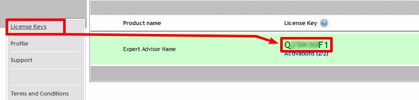 ;And if the user inputs a wrong License Key, then the EA will display this screenshot. It shows where the user can find his License Key.