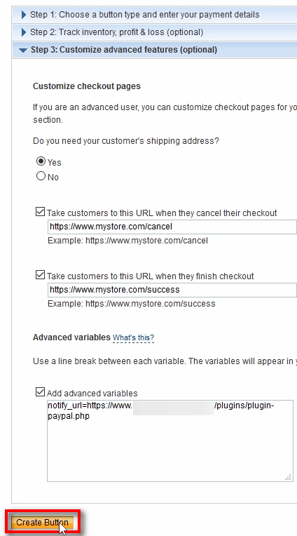Make sure we have all three URLs in Step 3 and then click on Create Button.