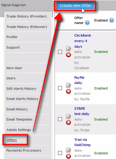 Create a new Offer Open the Offers page from the left menu and then click on Create new Offer button at the top.