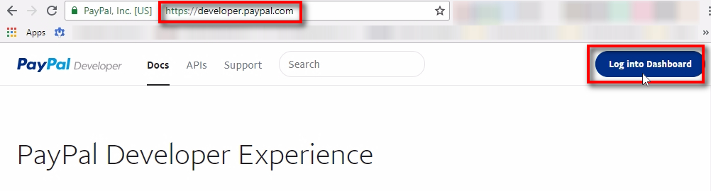 Log into PayPal Developer Dashboard To test how PayPal buttons work and how they trigger Offers we'll need a PayPal Developer account. Go to https://developer.paypal.com and log into the dashboard with your PayPal login credentials. You might need to create a new PayPal Developer account. Also, make sure that you have a PayPal Business account. It might not work with a personal PayPal account.