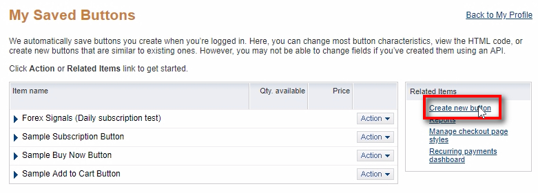 Click on Create new button