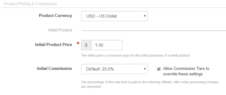Also, we'll set the Initial Product Price to $1. It is the price for the 7-day trial period. It is possible to set this to $0 and offer a FREE trial, but we usually do not recommend it. The idea is that if you charge a small fee like $1 or $5 for a trial period, then you would filter out people who do not have any way to pay for your services online.