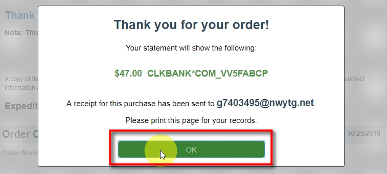 When the payment completed successfully, a consumer will see a Thank you for your order message.