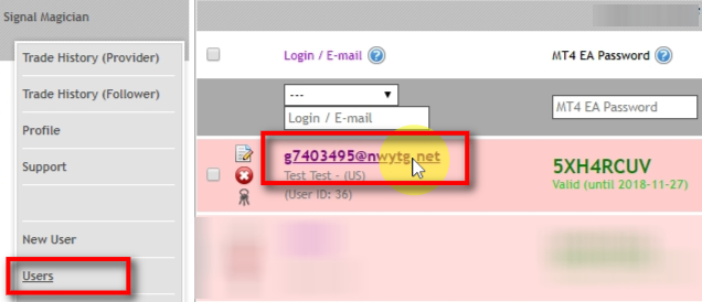 Open Users page and find the new username created after the test purchase. Click on that username to open its Profile.