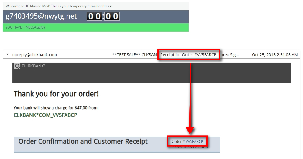 To submit a cancellation or refund request, you'll need an email address and order number (a.k.a. ClickBank Receipt number). This information is sent by email to the user and the vendor (you) after each payment. We find this information in the temporary customer email inbox. To submit ClickBank subscription cancellation request go to this website: https://www.clkbank.com