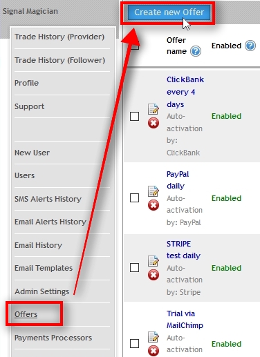 Create a new Offer Open the Offers page from the left menu and then click on Create new Offer button at the top.