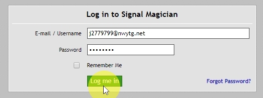 Log in as a new customer to see the member's area We use login information of the newly created username to access the member area. This is to show you how customers will see it. You might need to logout from your Signal Magician account first.