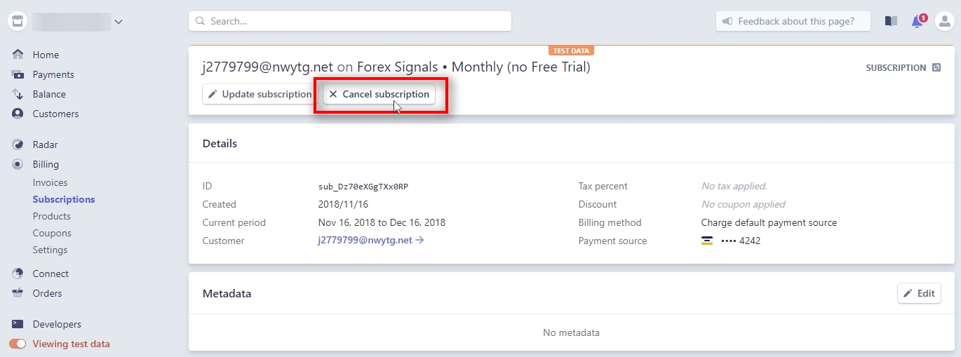 Click on Cancel subscription