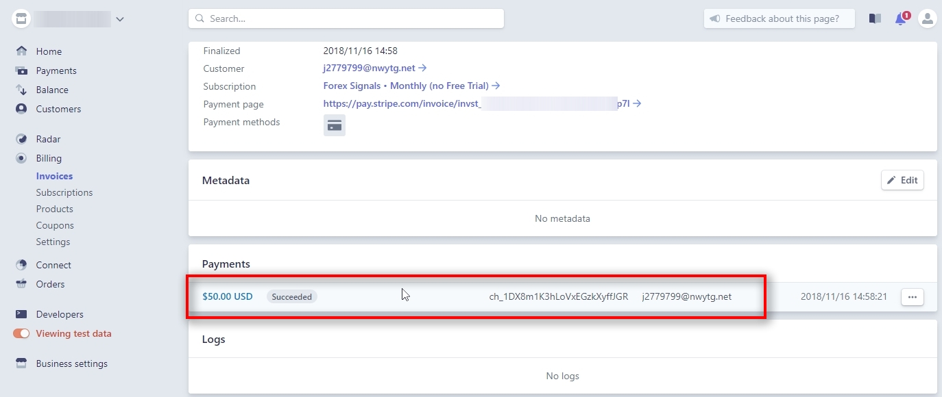 When you find a payment you need to refund, click on it to continue. If the payment happened some time ago and it is difficult to locate it you can use a search box at the top to find it.