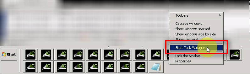 It is always a good idea to check if the computer is not overloaded.
We can see computer load in the Task Manager, which you can access from the Windows Task Bar at the bottom of the screen.