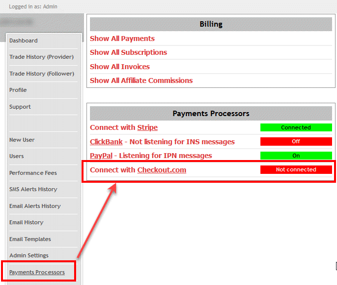 Open Payment Processors page
