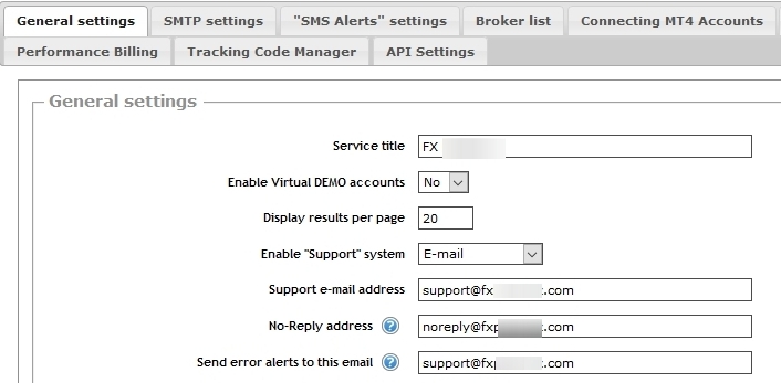 In this example, I have added support@fx*****.com and noreply@fx*****.com email addresses.