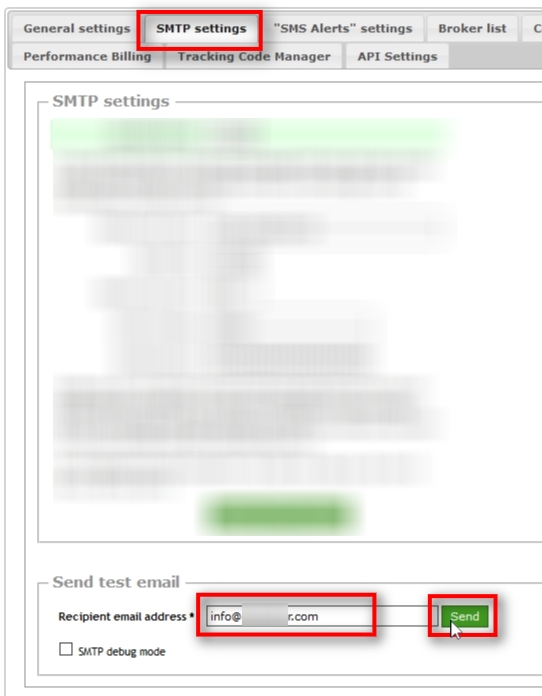 In your SM panel, on the same SMTP Settings tab, you'll see a Send test email section.